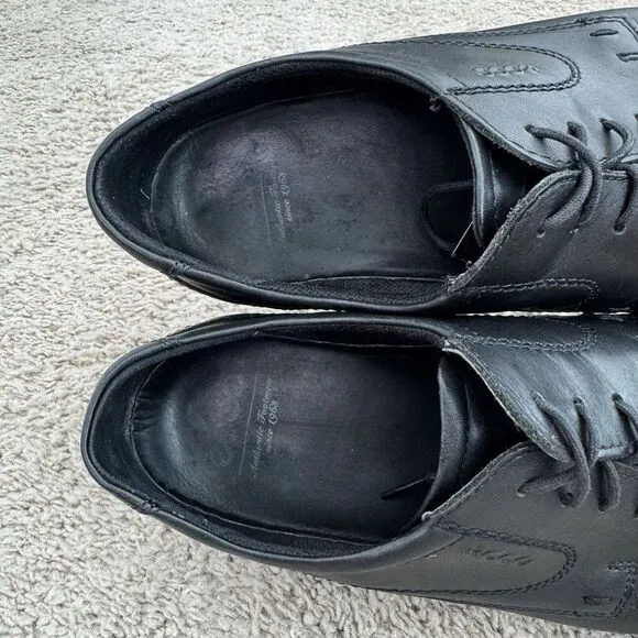 ECCO Shoes Men's Size 46‎ US 13 Black Leather Oxfords Lace Up Square Toe