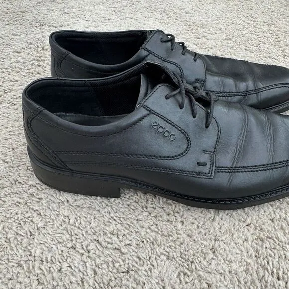 ECCO Shoes Men's Size 46‎ US 13 Black Leather Oxfords Lace Up Square Toe