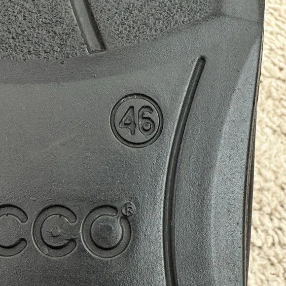 ECCO Shoes Men's Size 46‎ US 13 Black Leather Oxfords Lace Up Square Toe