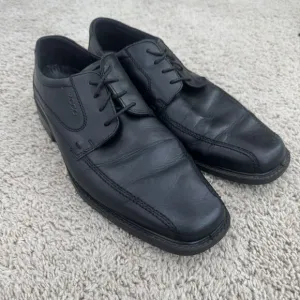 ECCO Shoes Men's Size 46‎ US 13 Black Leather Oxfords Lace Up Square Toe