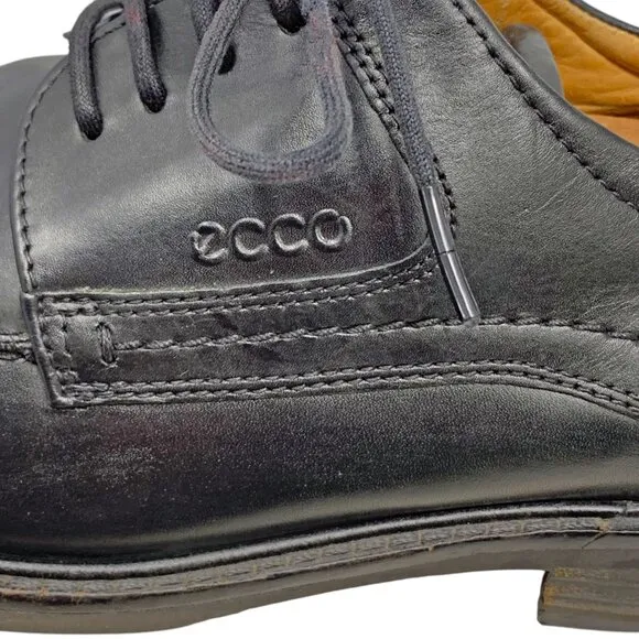 ECCO Windsor Black Leather Apron Toe‎ Oxford