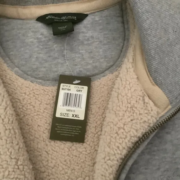 Eddie Bauer mens 2XL heavyweight sherpa lined zipper gorpcore grey jacket
