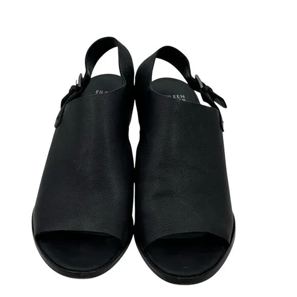 Eileen Fisher Glance Sling Back Heel Sandal Women's SZ 11 Black Comfort Capsule