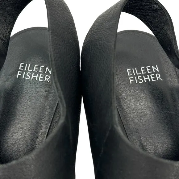 Eileen Fisher Glance Sling Back Heel Sandal Women's SZ 11 Black Comfort Capsule