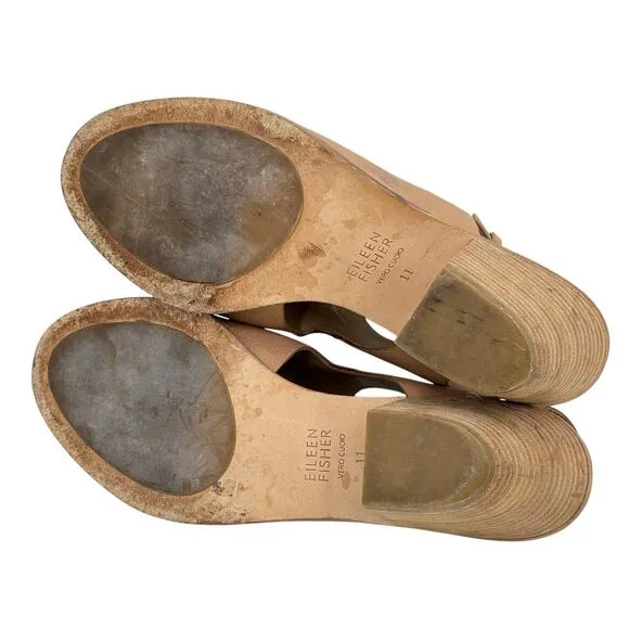 Eileen Fisher Glance Sling Back Heel Sandal Women's SZ 11 Tan Comfort Capsule