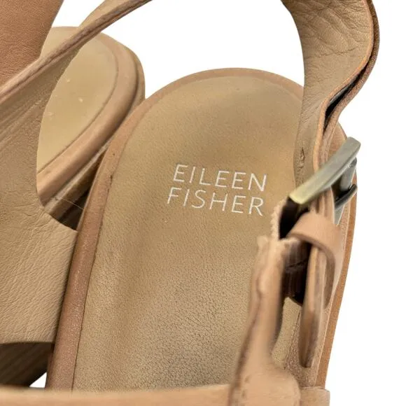 Eileen Fisher Glance Sling Back Heel Sandal Women's SZ 11 Tan Comfort Capsule