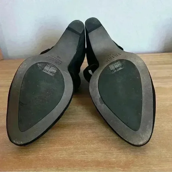 EILEEN FISHER Mary Knotted Black Suede Cutout Kitten Heel Pumps - US 7.5