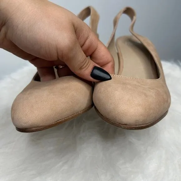 EILEEN FISHER Mila Slingback Leather Heels Womens Size 7 Nubuck Luxury Classic
