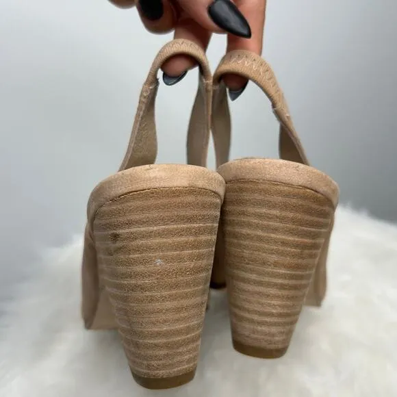 EILEEN FISHER Mila Slingback Leather Heels Womens Size 7 Nubuck Luxury Classic