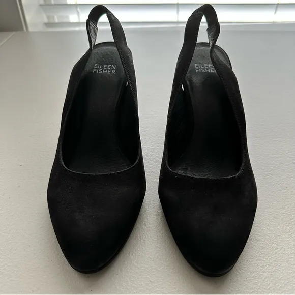 EILEEN FISHER Milla Tumbled Nubuck Slingback Heels Women’s Size 7