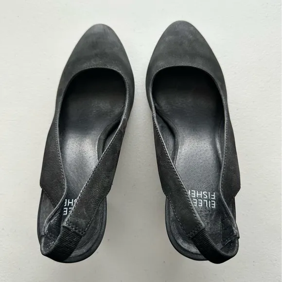 EILEEN FISHER Milla Tumbled Nubuck Slingback Heels Women’s Size 7