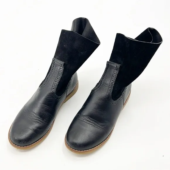 Elephantito Midi Leather and Suede Boots Black size 3