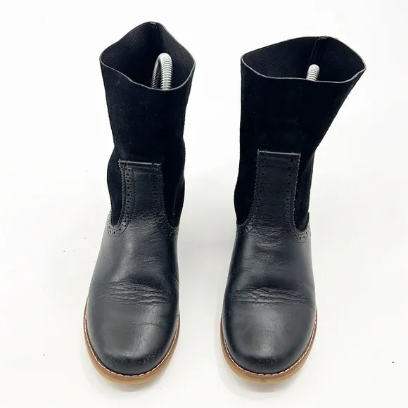 Elephantito Midi Leather and Suede Boots Black size 3