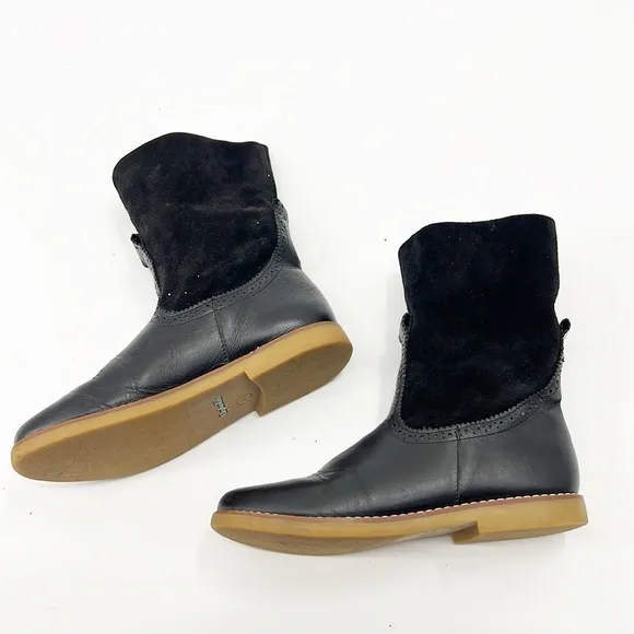 Elephantito Midi Leather and Suede Boots Black size 3
