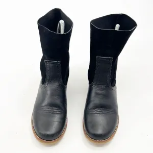 Elephantito Midi Leather and Suede Boots Black size 3