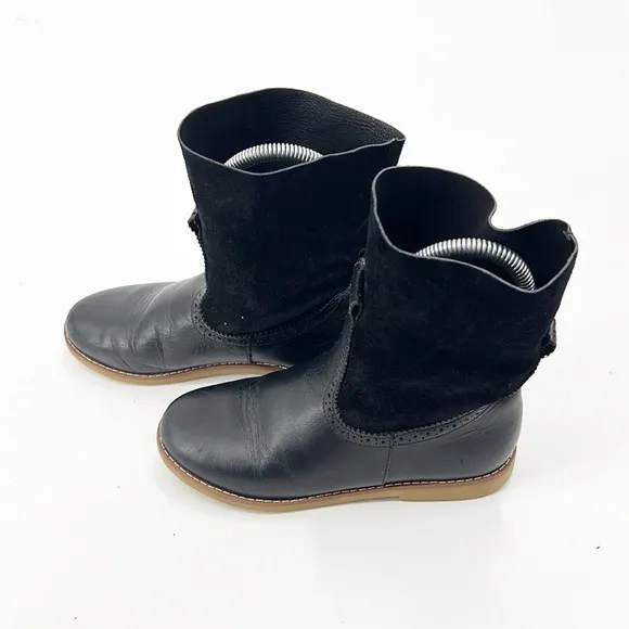 Elephantito Midi Leather and Suede Boots Black size 3