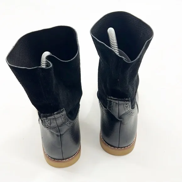 Elephantito Midi Leather and Suede Boots Black size 3