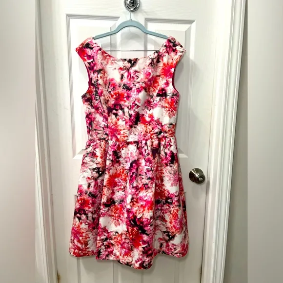Eliza J. Fit and Flare Sleeveless Midi Floral Print Dress Size 12
