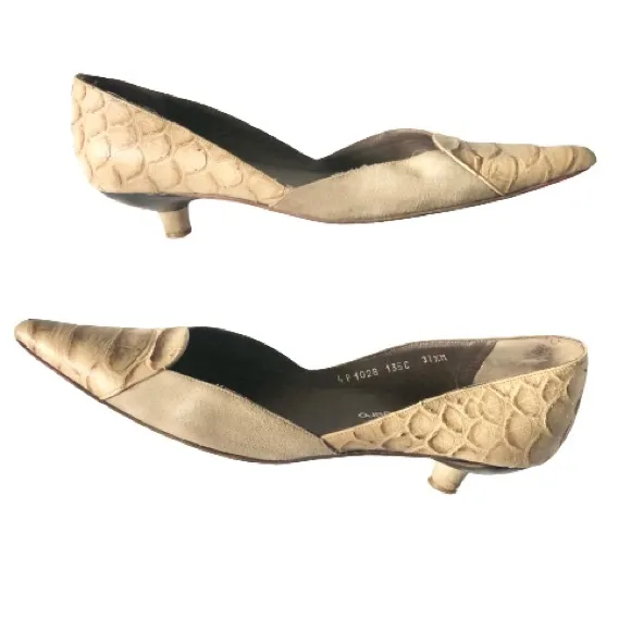 Emanuel Ungaro Python Suede Wood Kitten Heel 7.5