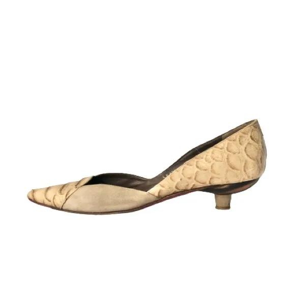 Emanuel Ungaro Python Suede Wood Kitten Heel 7.5