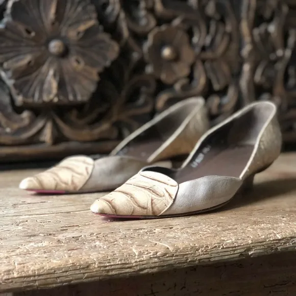 Emanuel Ungaro Python Suede Wood Kitten Heel 7.5