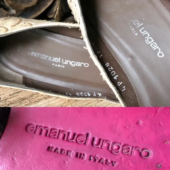 Emanuel Ungaro Python Suede Wood Kitten Heel 7.5