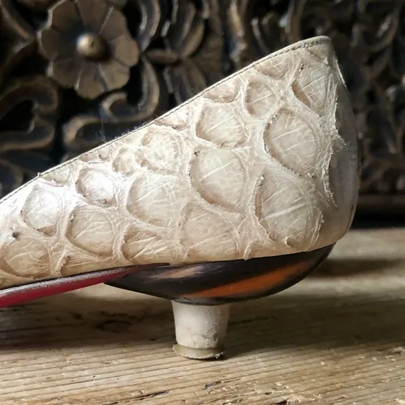 Emanuel Ungaro Python Suede Wood Kitten Heel 7.5