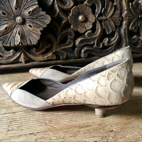 Emanuel Ungaro Python Suede Wood Kitten Heel 7.5