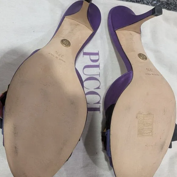 EMILIO PUCCI Silk Scarf Satin Kitten Heels