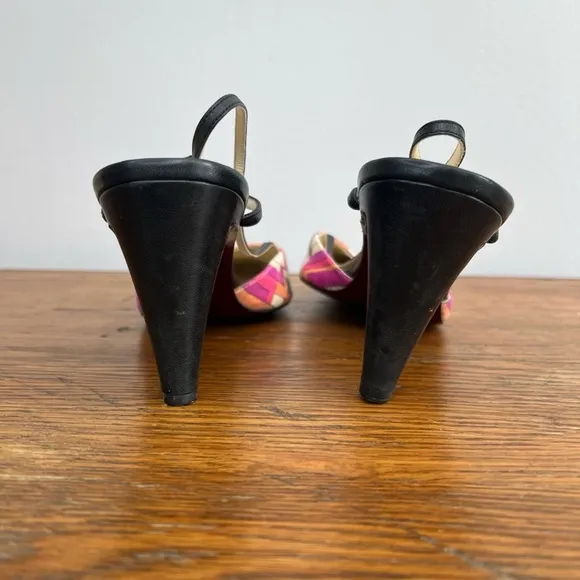 EMILIO PUCCI Size 39.5 • Pink Black Slingback Heels.