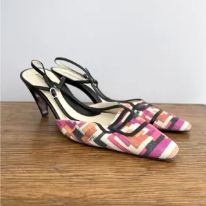 EMILIO PUCCI Size 39.5 • Pink Black Slingback Heels.