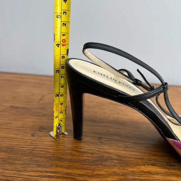 EMILIO PUCCI Size 39.5 • Pink Black Slingback Heels.