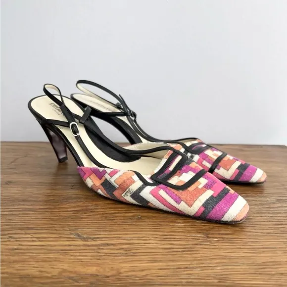 EMILIO PUCCI Size 39.5 • Pink Black Slingback Heels.