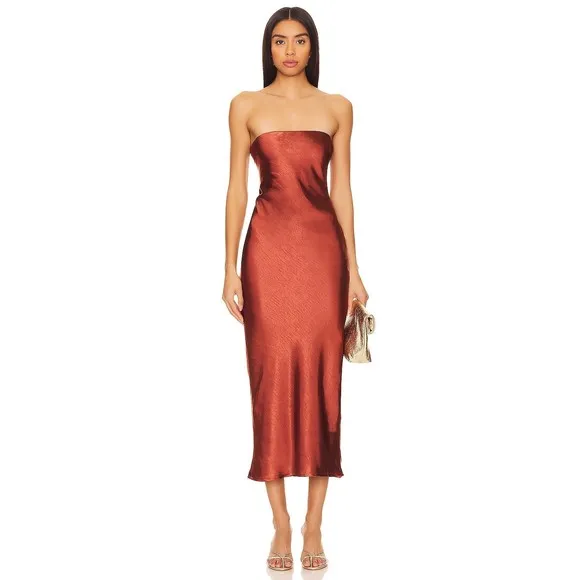 Emma Strapless Slip Maxi Dress in Chocolate | REVOLVE | S