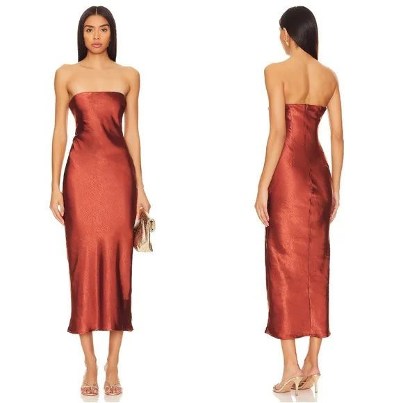 Emma Strapless Slip Maxi Dress in Chocolate | REVOLVE | S