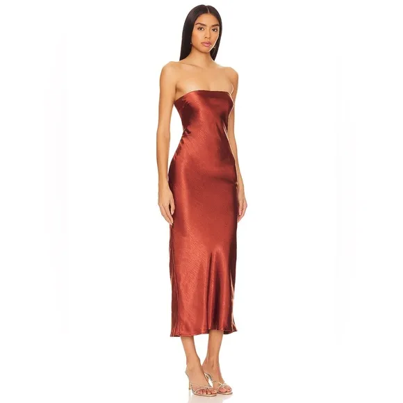 Emma Strapless Slip Maxi Dress in Chocolate | REVOLVE | S
