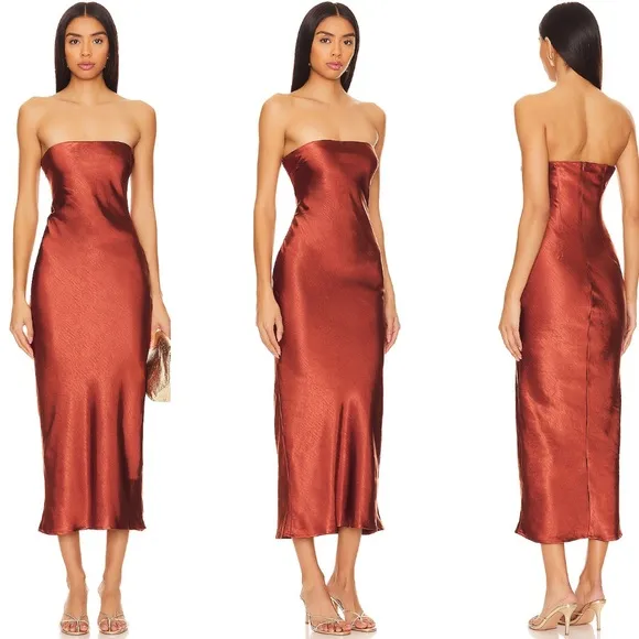 Emma Strapless Slip Maxi Dress in Chocolate | REVOLVE | S