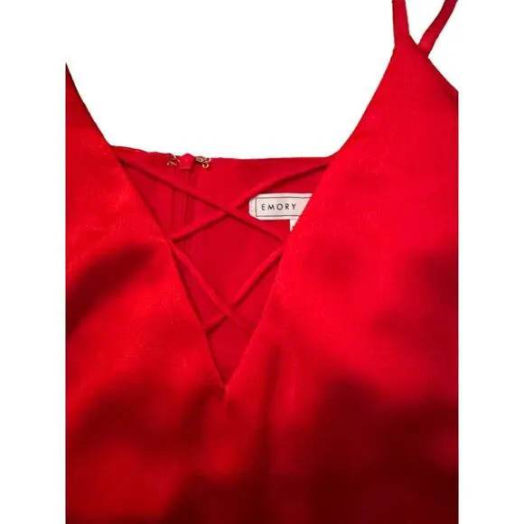 Emory Park Red Slip Dress – Size L Lightweight Midi