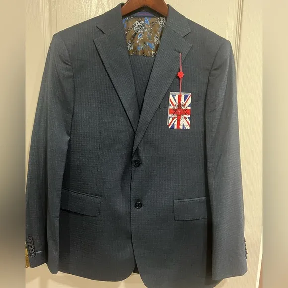 ENGLISH LAUNDRYSlim Fit Windowpane Plaid Suit Size 44R