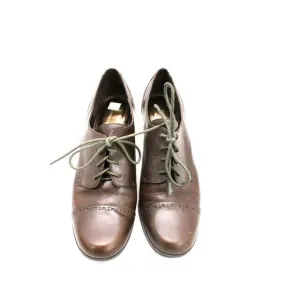 Etienne Aigner Nada Brown Leather Lace Up Cap Toe Heeled Oxford Women 10 Dress