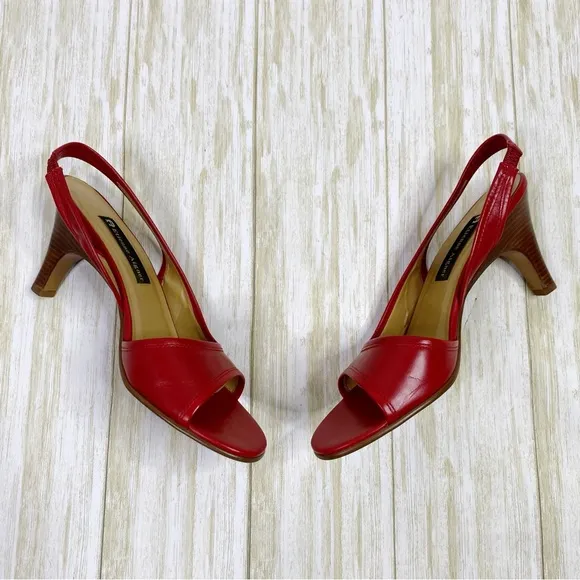 Etienne Aigner Red Leather Party Slingback Heels