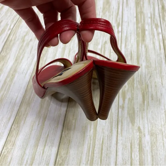 Etienne Aigner Red Leather Party Slingback Heels