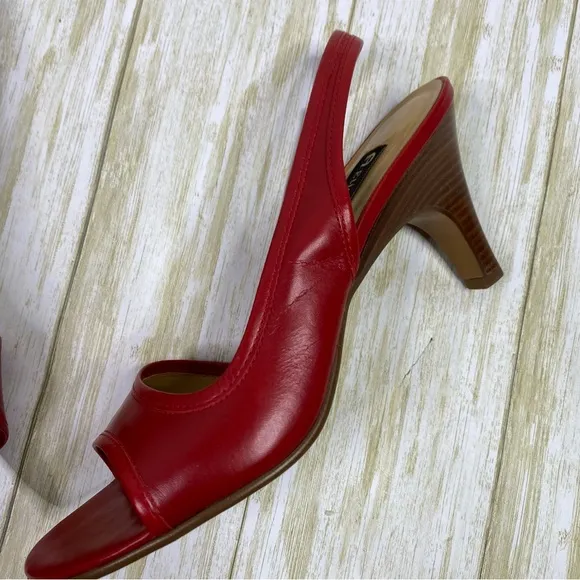 Etienne Aigner Red Leather Party Slingback Heels