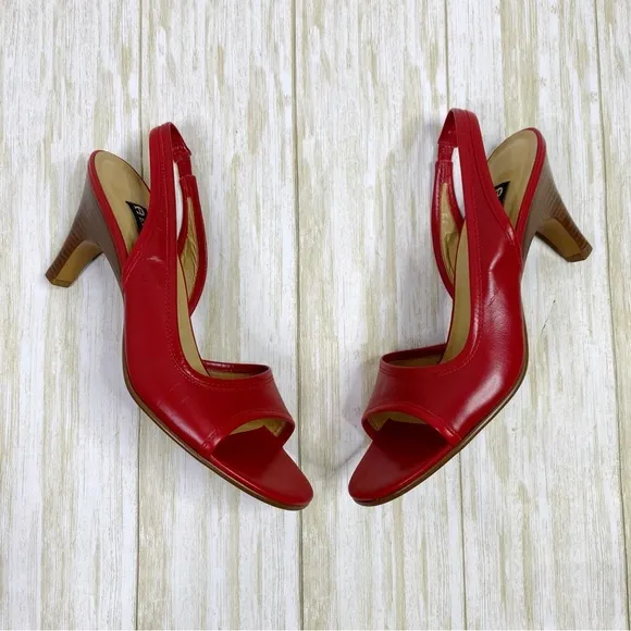 Etienne Aigner Red Leather Party Slingback Heels