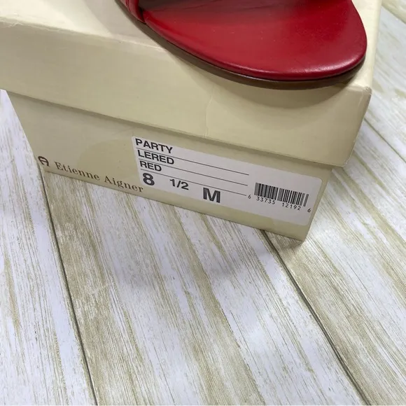 Etienne Aigner Red Leather Party Slingback Heels