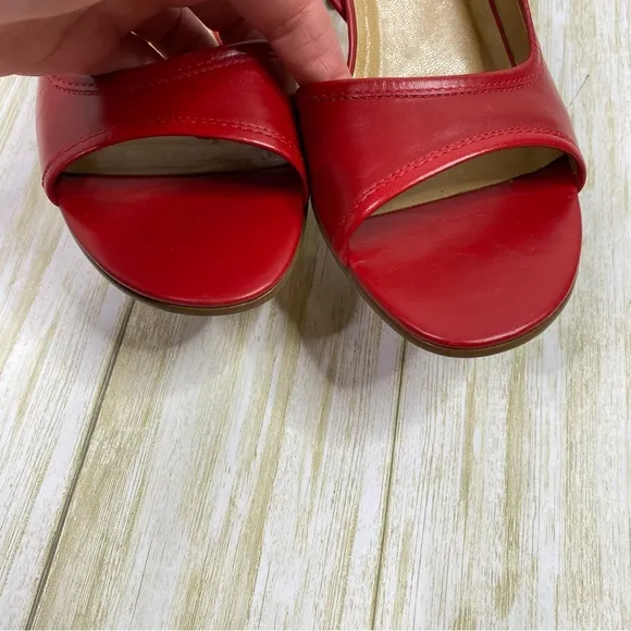 Etienne Aigner Red Leather Party Slingback Heels