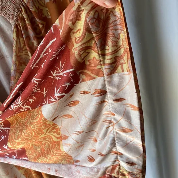 EUC GORGEOUS Women’s Zara Dress Maxi Kaftan Style Rich Orange Gold Hues Size M