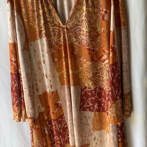 EUC GORGEOUS Women’s Zara Dress Maxi Kaftan Style Rich Orange Gold Hues Size M