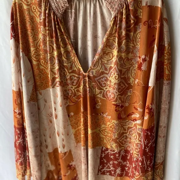 EUC GORGEOUS Women’s Zara Dress Maxi Kaftan Style Rich Orange Gold Hues Size M