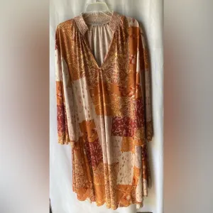 EUC GORGEOUS Women’s Zara Dress Maxi Kaftan Style Rich Orange Gold Hues Size M